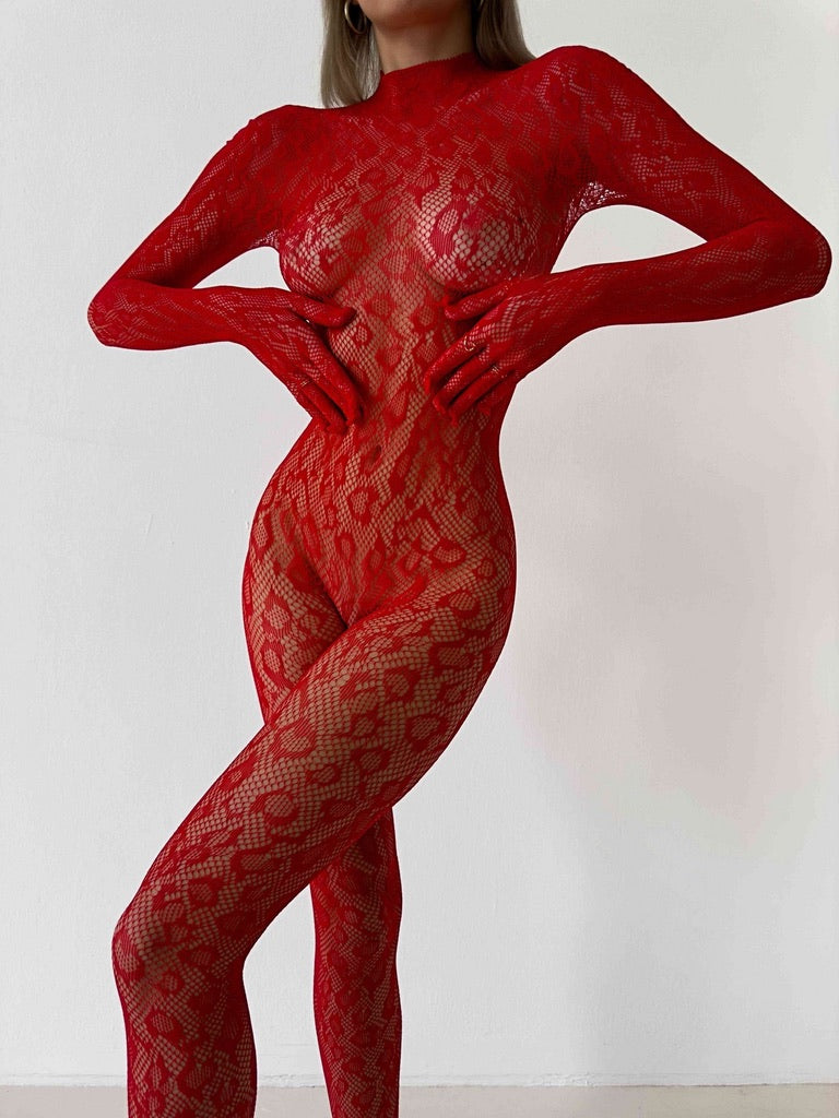 Enterizo LEOPARD rojo
