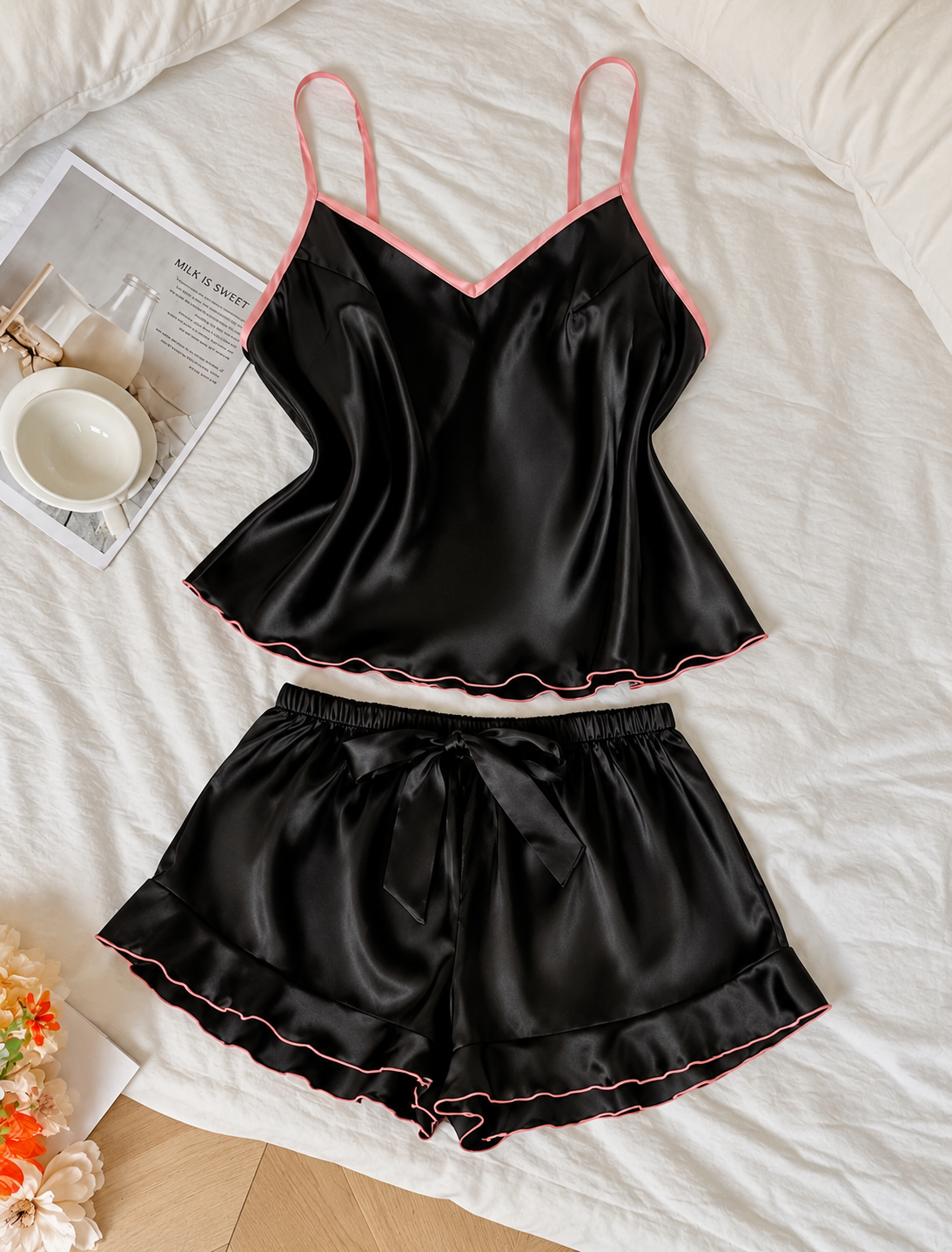 Pijama negra de short